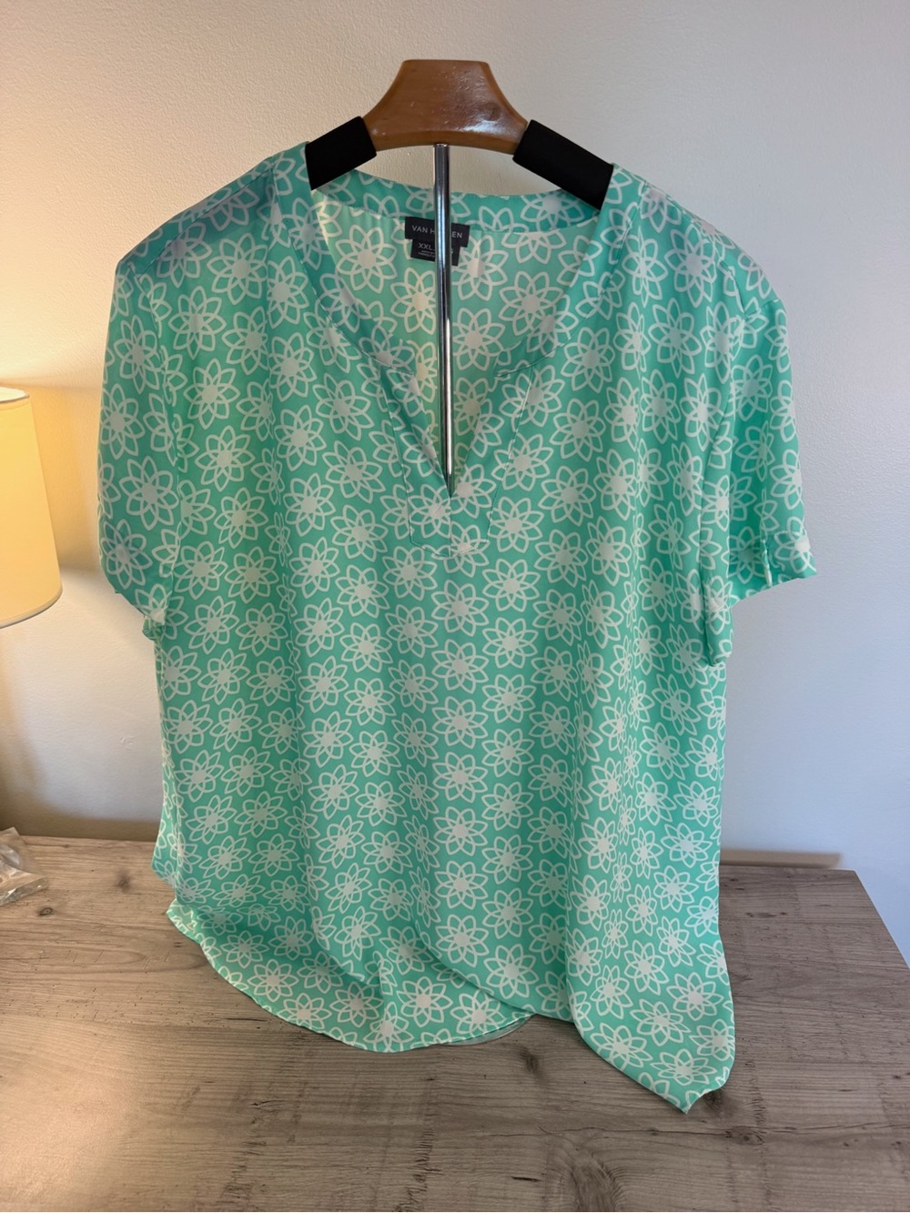 Van Heusen Mint Floral Short Sleeve Blouse